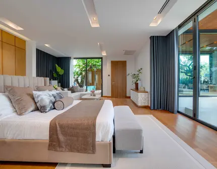 Botanica Montazure luxury villas Phuket - view from master bed into living area