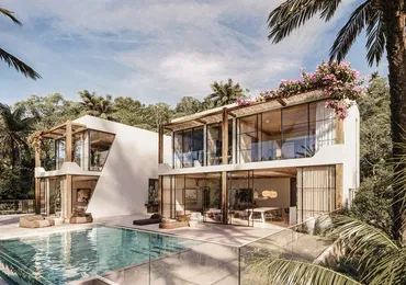 Chandra Samui designer villas - villa exterior pool angle