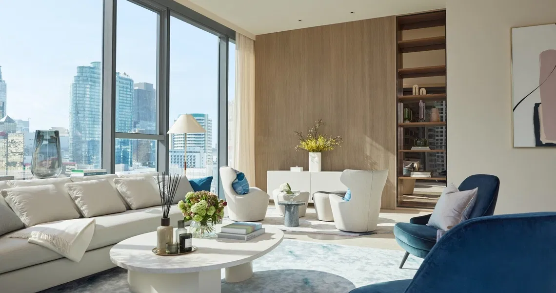 Scope Langsuan ultraluxury Bangkok condo - 2-bedroom living room