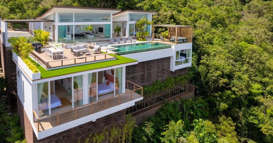 Pacific Palisade Samui luxury villa - drone view