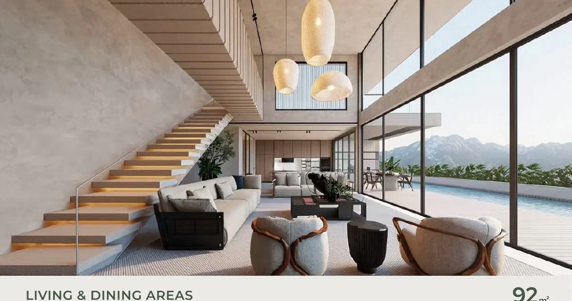 AYANA Soluna Villas living roomw ith view