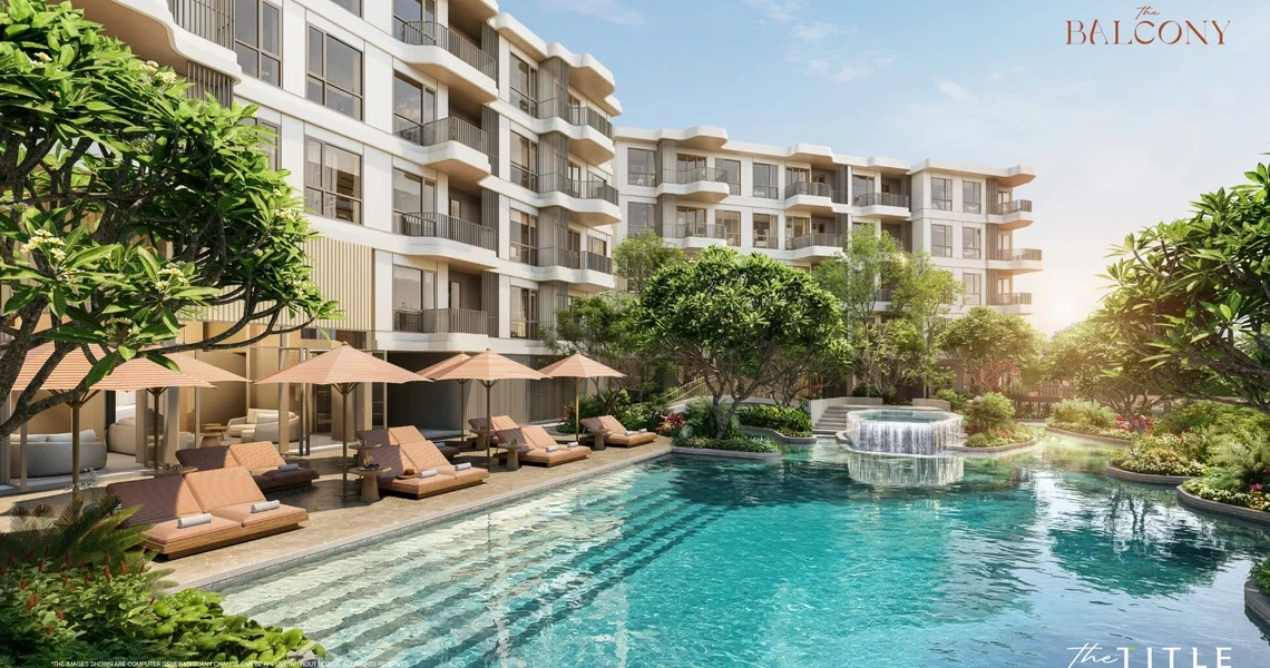 The Balcony beachfront condo Phuket - pool deck and buildings