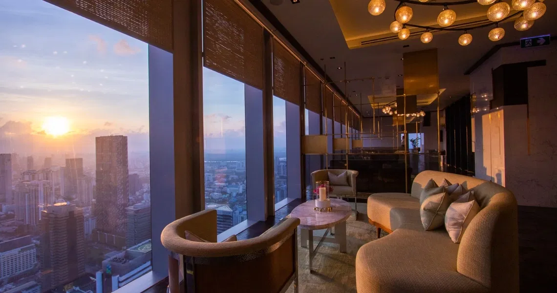 The Ritz-Carlton Residences Bangkok - sunset as seen from the lounge