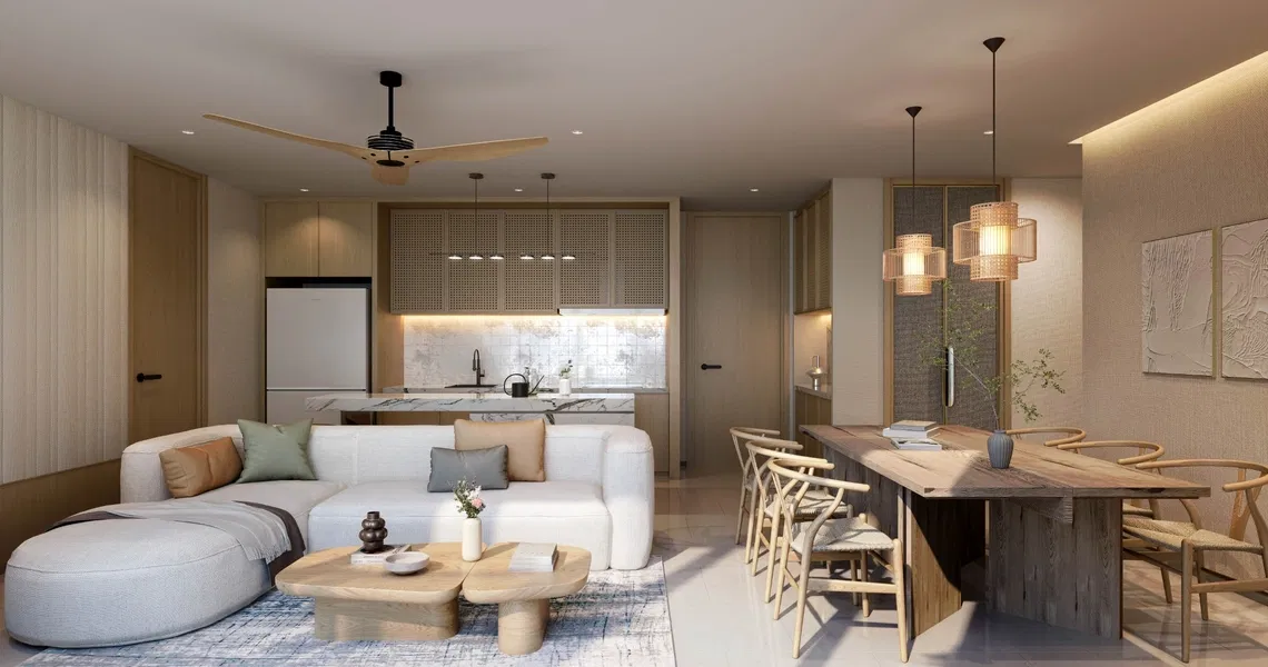 Laguna Aster Phuket luxury condo - 3-bedroom living and dining