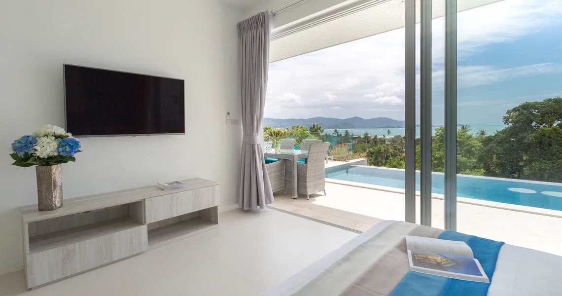 Villa Ambience - bedroom with view onto the sea and islands