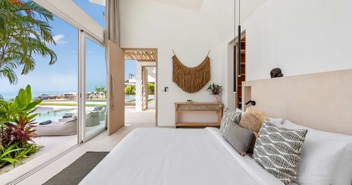 Pacific Palisade Samui luxury villa - view from guest bedroom to living room