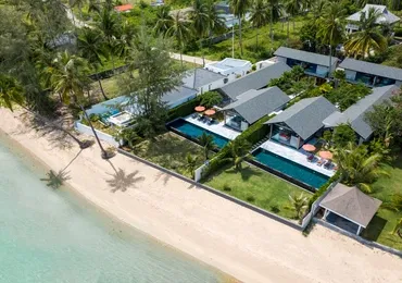 Luxury villas on Samui 5 Bedroom Beachfront Villas in Baan Talay drone view