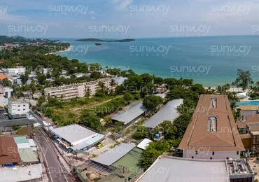 Land Plot on Samui Beach front land for sale drone view
