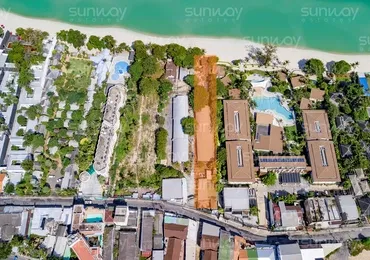 Land Plot on Samui Beach front land for sale drone view